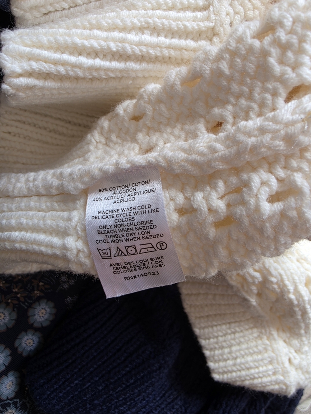 LOFT Cream Open-Knit Sleeveless Sweater Top Vest Large Classic Costal - Picture 6 of 6